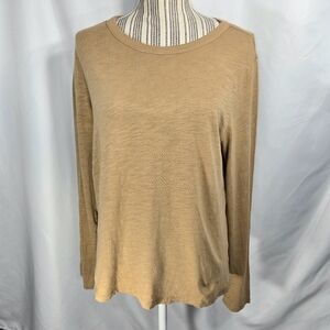 Old Navy Everywear Tan/Brown Long Sleeve Round Neck Top Size Medium